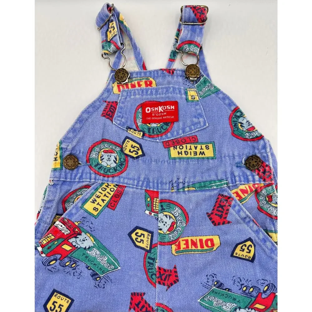 Vintage OshKosh B'Gosh Route 55 Overalls 12 Months 100% Cotton Made in USA - Picture 3 of 10